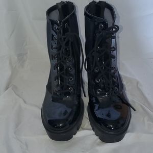 Forever 21- Black Heeled Booties Mesh sides